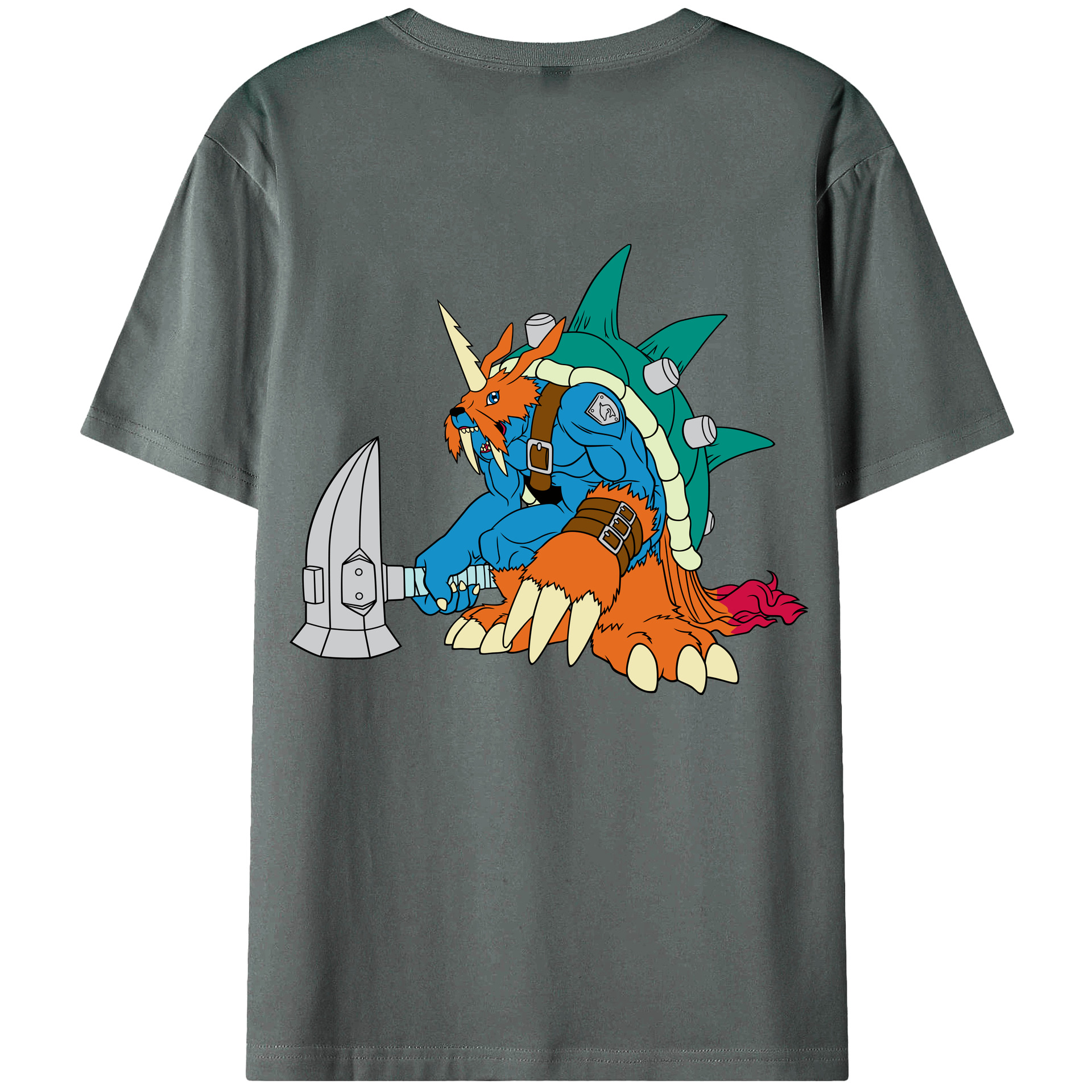 （画像用） Digimon デジタルモンスター/デジモン 綿100％ メンズ半袖Tシャツ（バックプリント） 通気性
